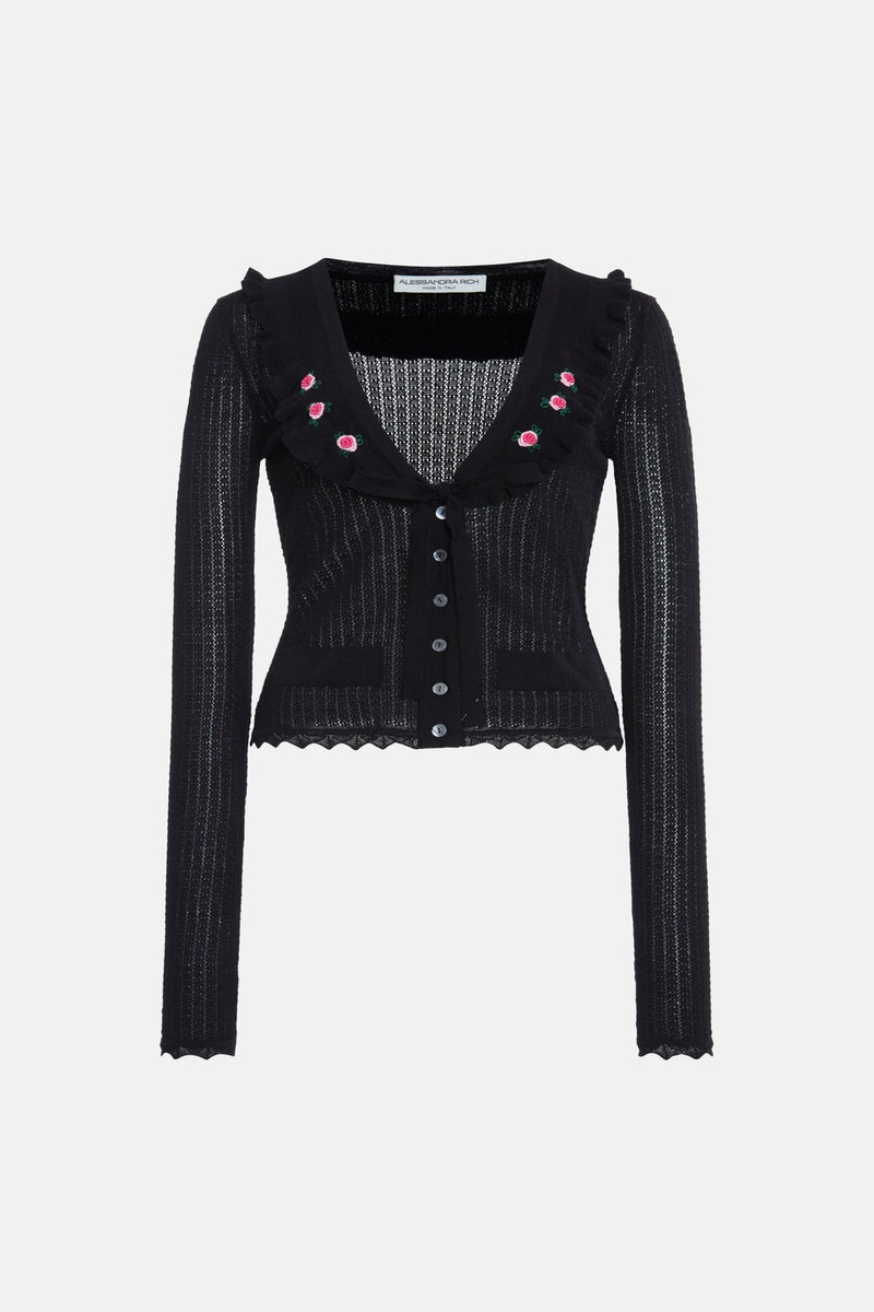 WOOL LACE KNIT CARDIGAN WITH EMBROIDERY 1