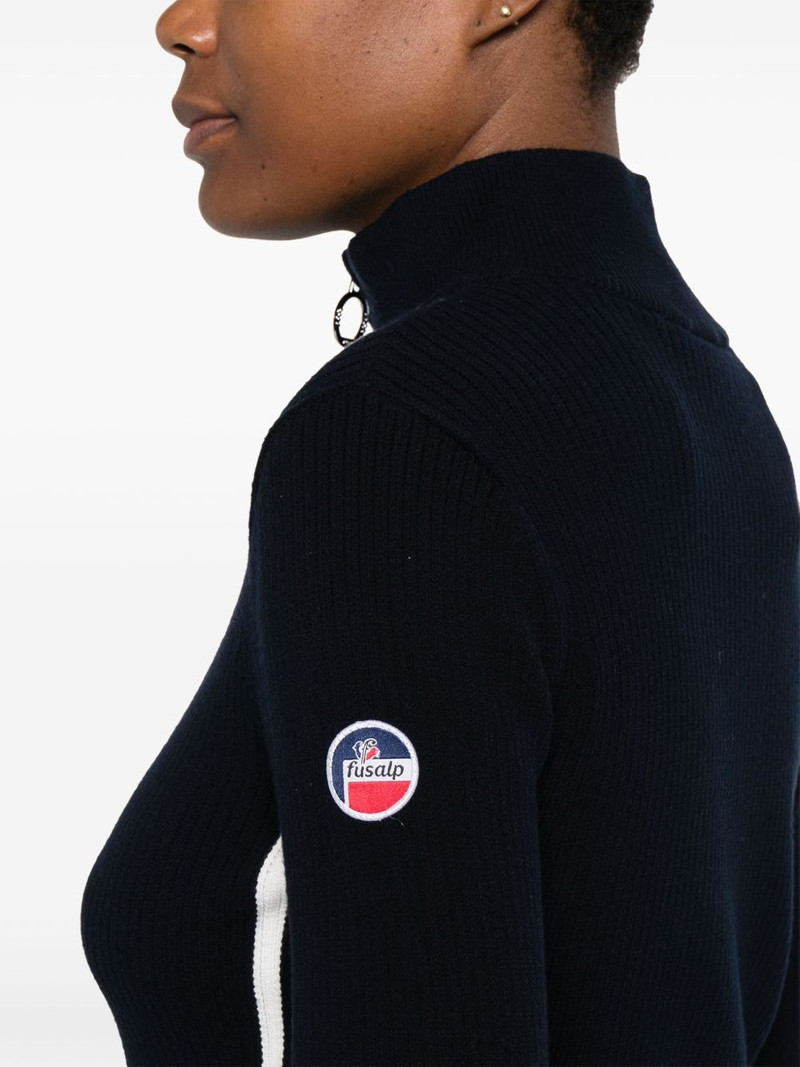 Deltanao side-stripe zip-neck sweater 5