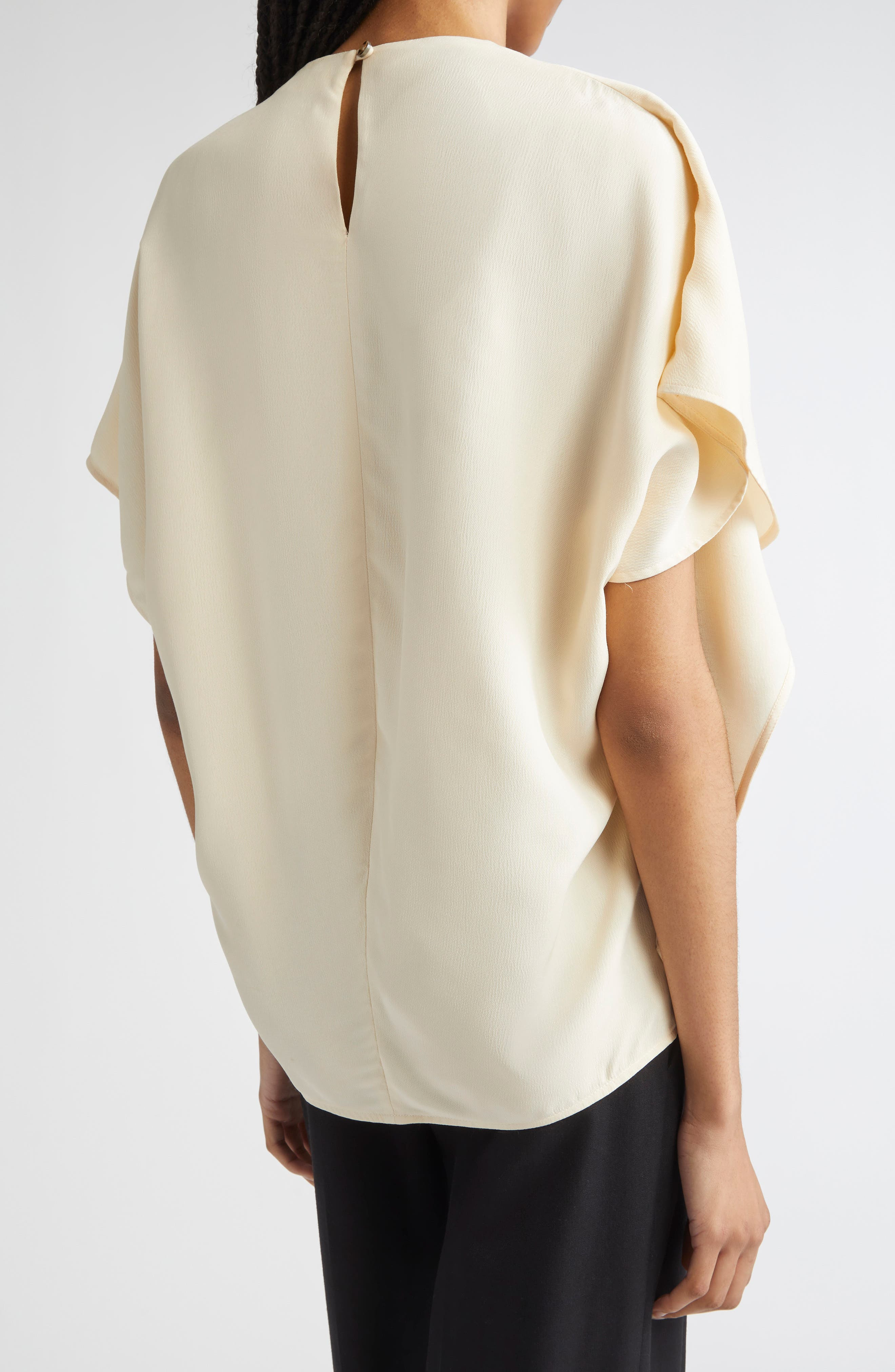 Proenza Schouler Etta Hammered Viscose Asymmetric Sleeve Top in Champagne at Nordstrom - 2
