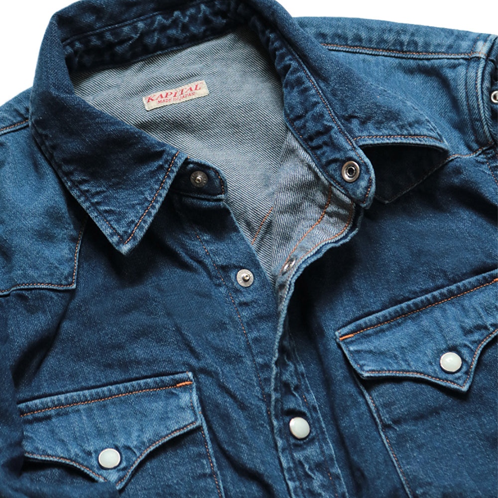 8oz DENIM LACE-UP WESTERN DRESS - INDIGO - 4