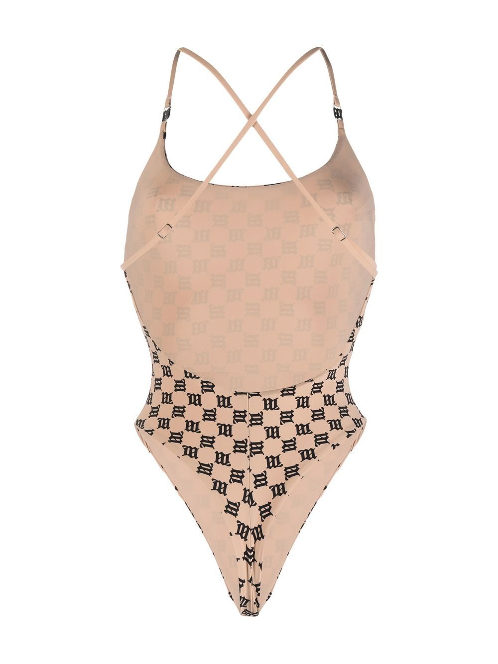 criss-cross monogram-print swimsuit - 2