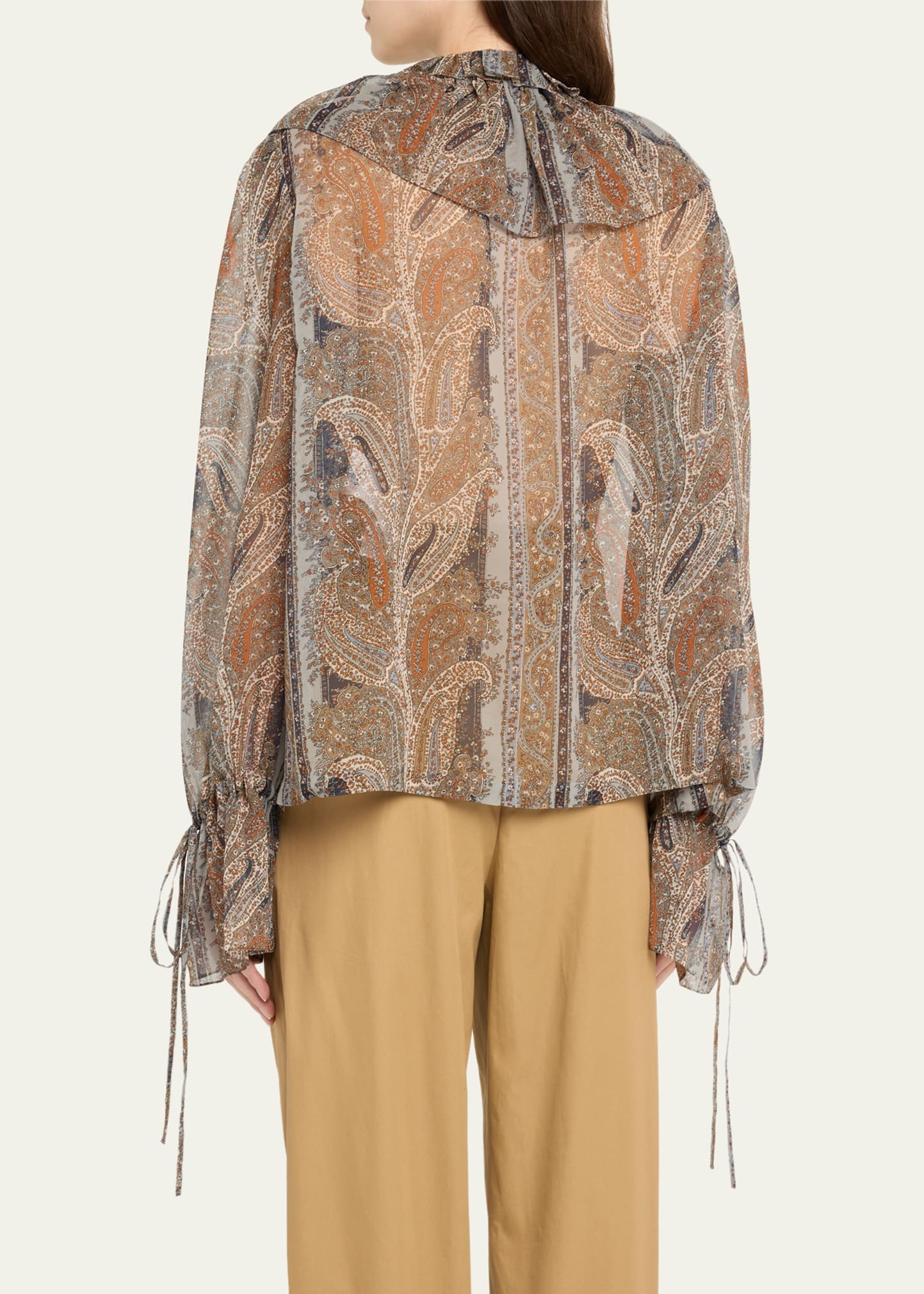 Paisley Button Down Sheer Blouse - 3