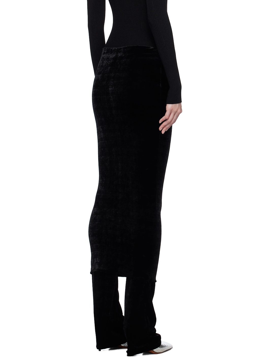 Black Velvet Maxi Skirt - 3