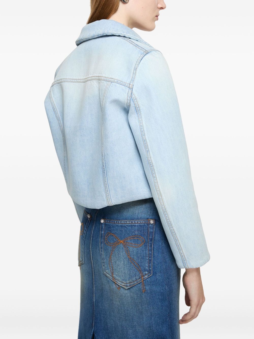 floral-lining denim jacket - 5