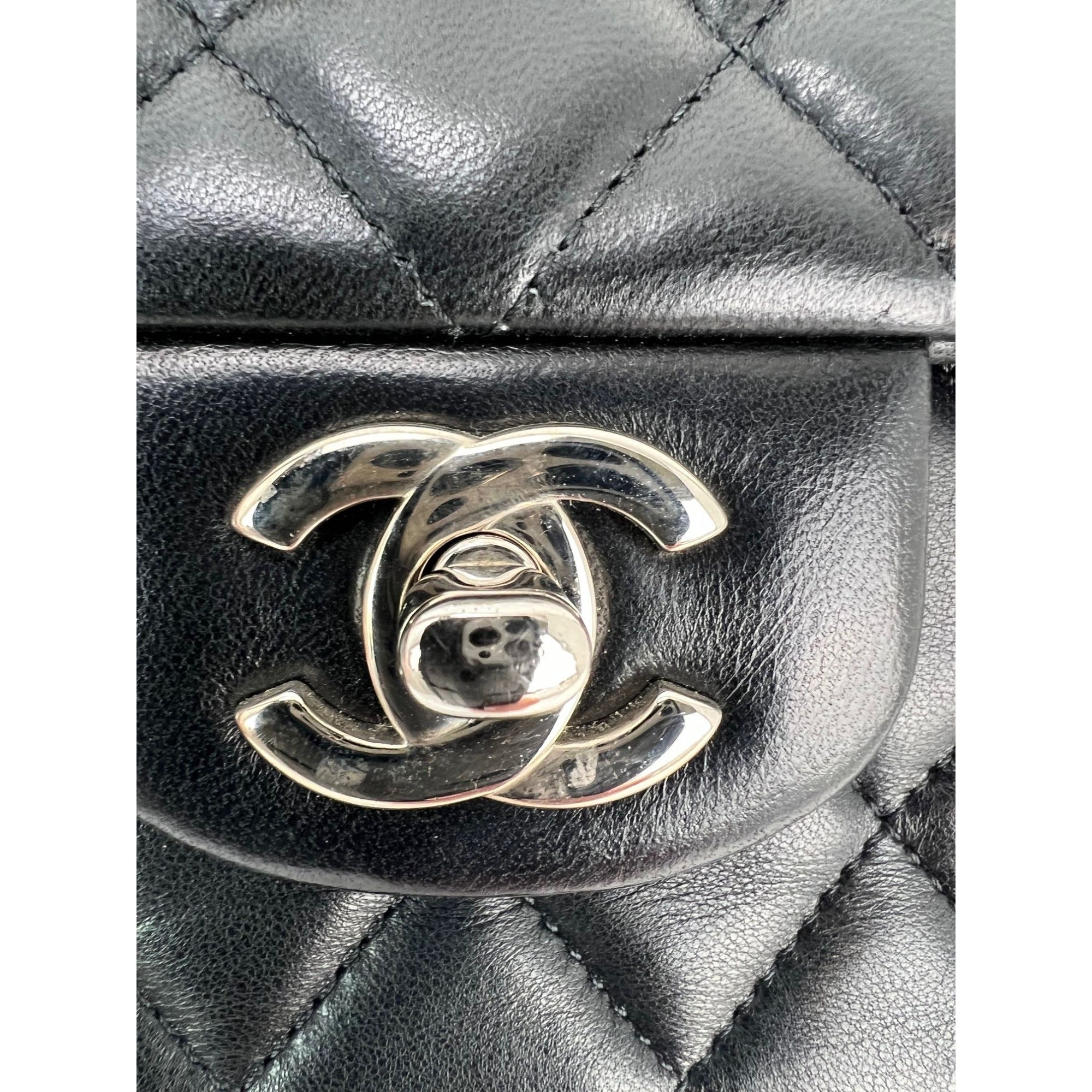 Chanel Quilted Lambskin Valentine Crystal Charms Medium Single Flap Black Bag - 12