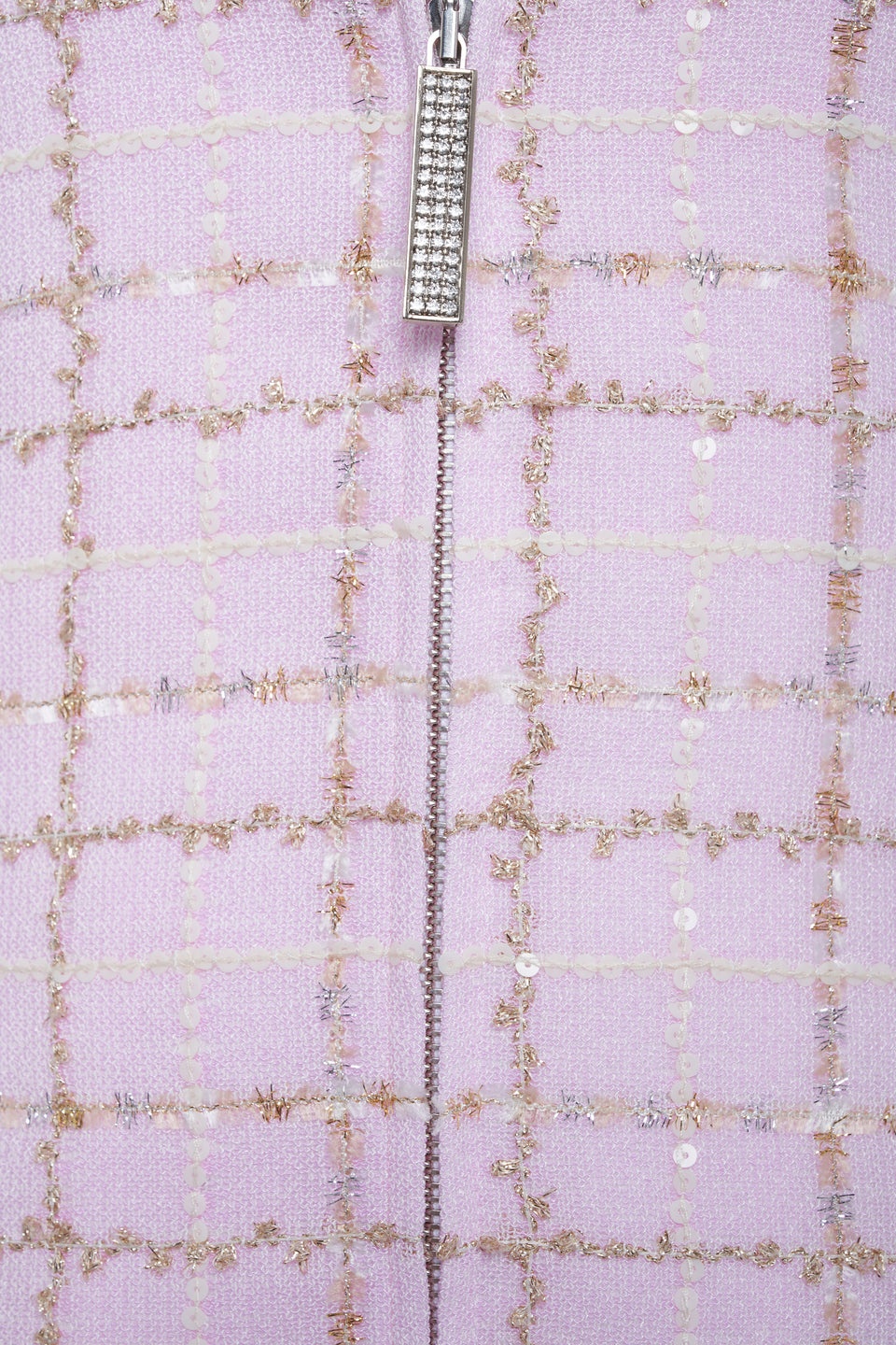 SEQUIN CHECKED TWEED MINI DRESS WITH JWL ZIP - 3