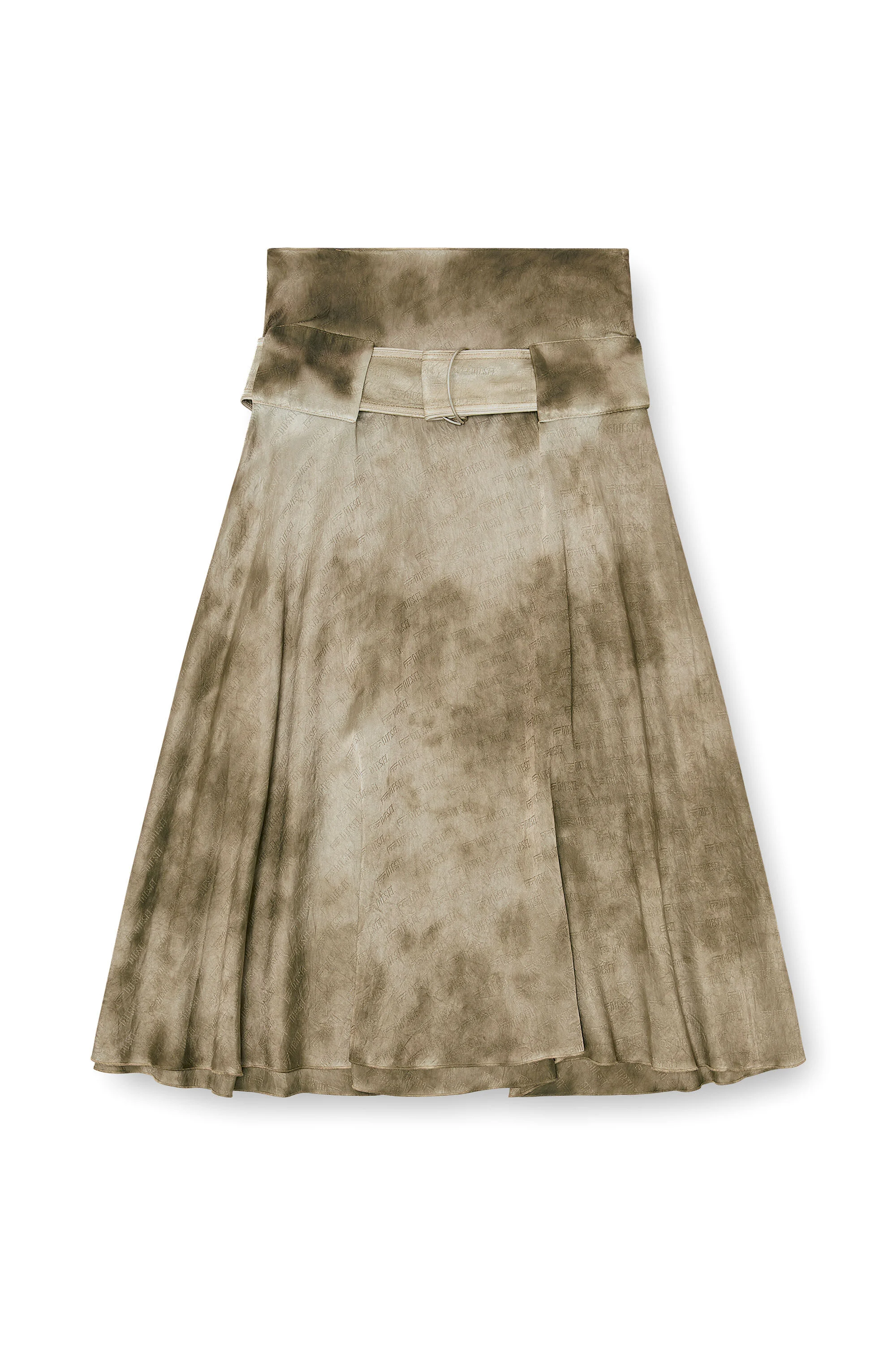 BELTED MIDI SKIRT IN LOGO-JACQUARD SATIN - 1