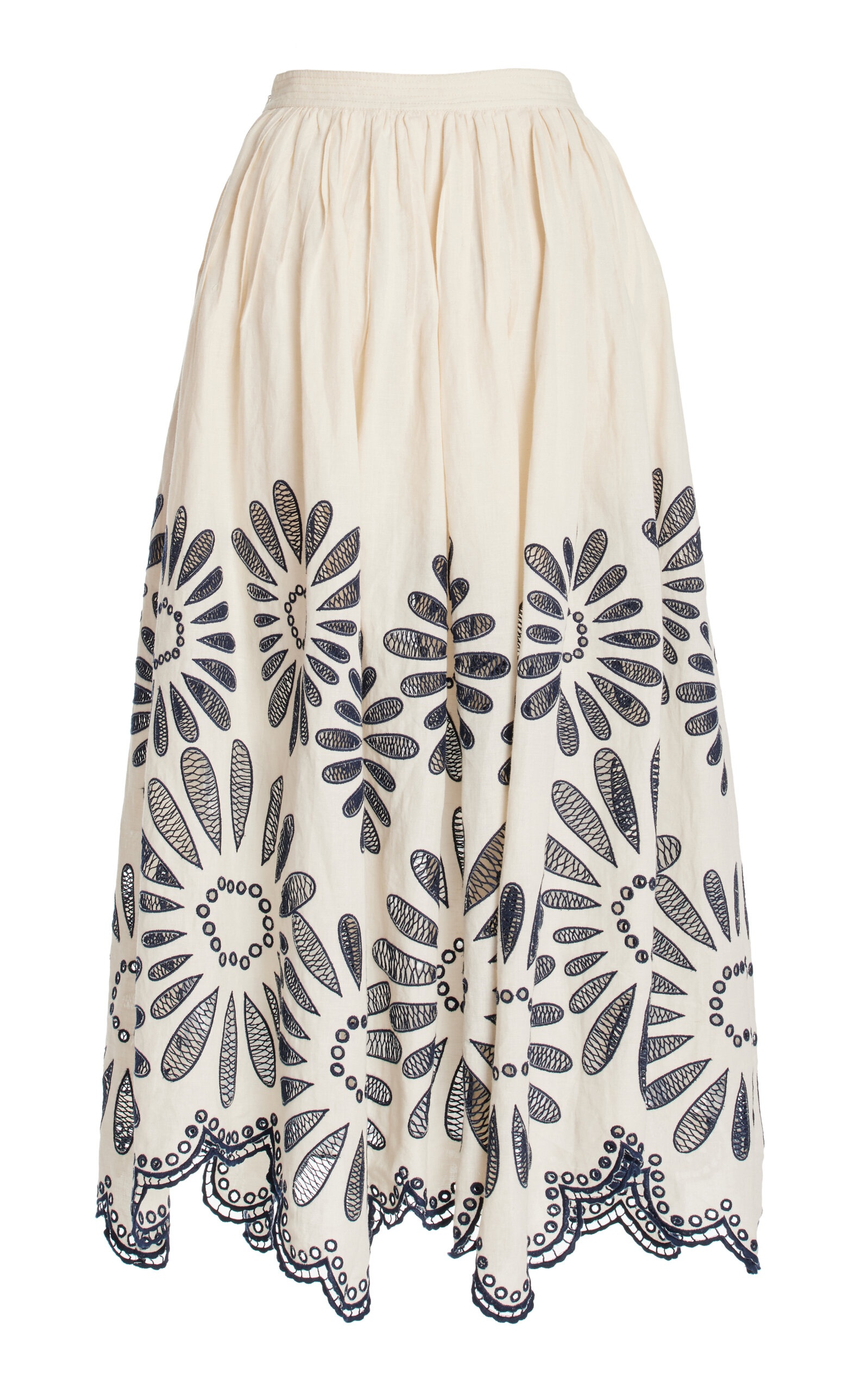 Annisa Embroidered Cotton-Linen Midi Skirt multi - 3