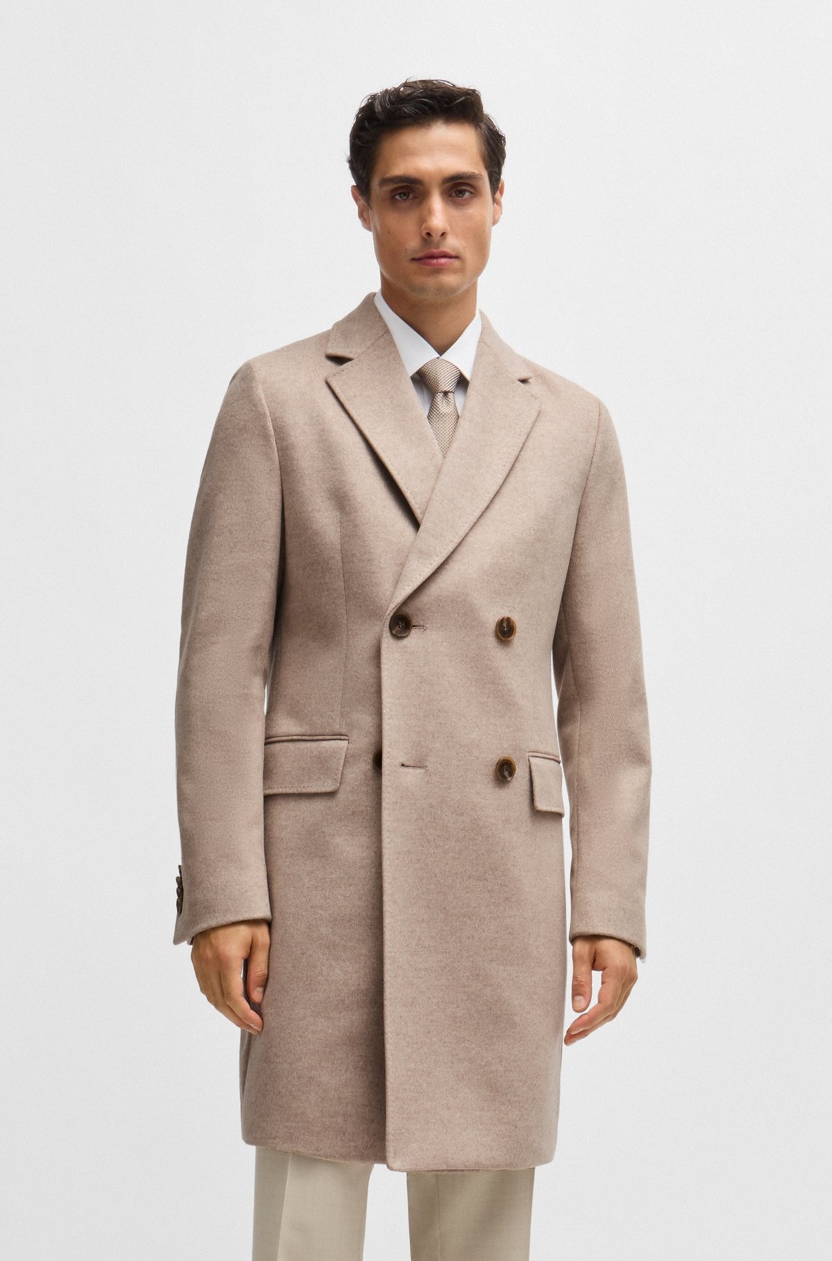SLIM-FIT COAT IN WOOL WITH CASHMERE - 2