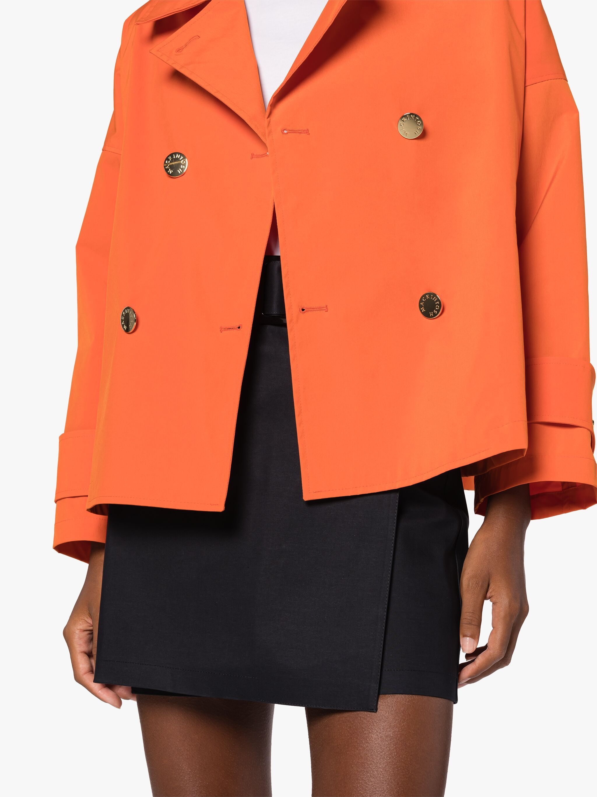 HUMBIE ORANGE DRY SHORT DOUBLE-BREASTED OVERCOAT - 5