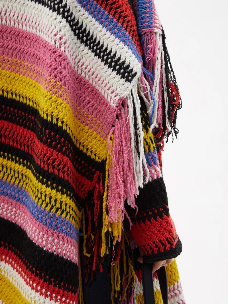 Striped recycled-cashmere blend poncho - 3
