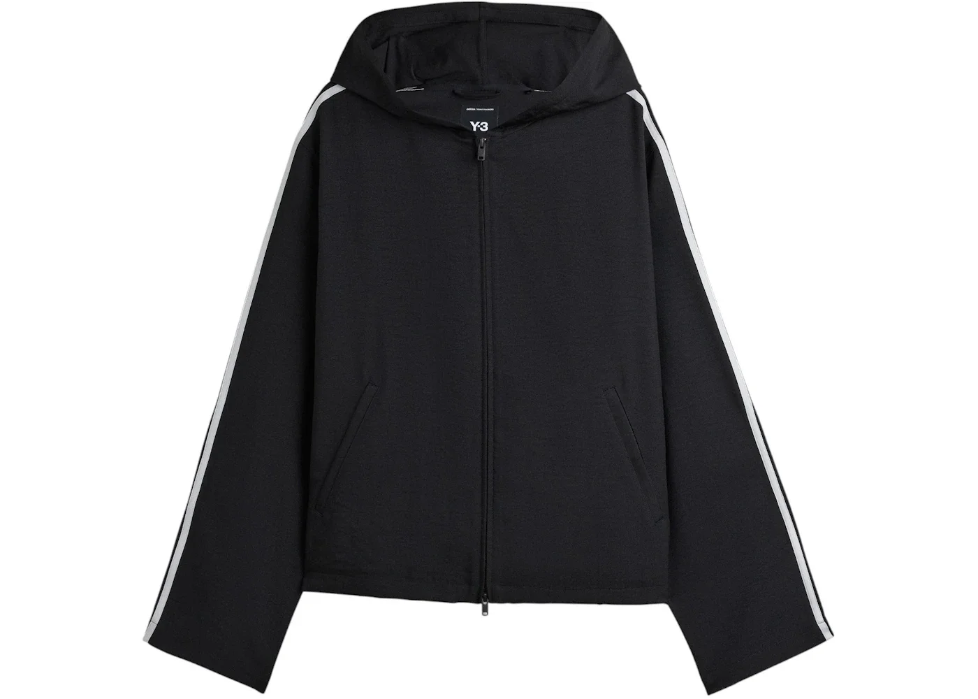 adidas Y-3 Hooded Three Stripes Track Top Black - 1