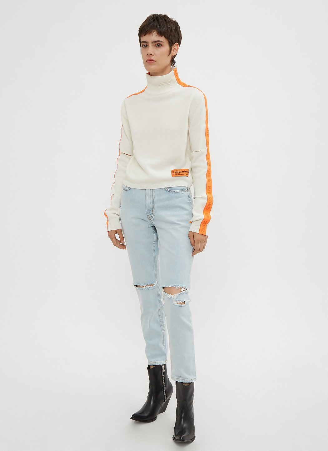 Heron Preston Women Cropped Ctnmb Ribbed Turtle Neck Sweater - 2