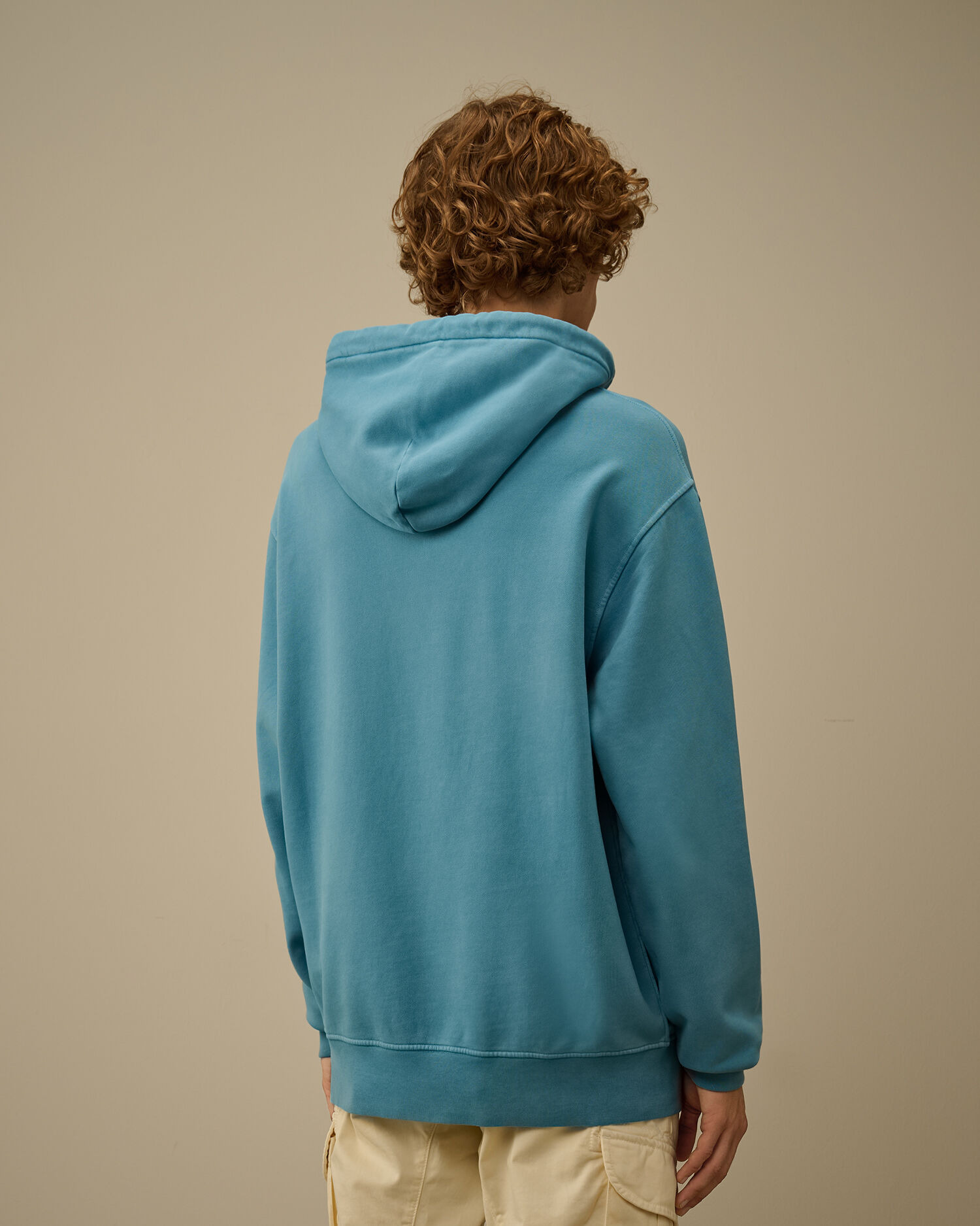 Brushed and Emerized Diagonal Fleece Hooded Lens Sweatshirt - 4