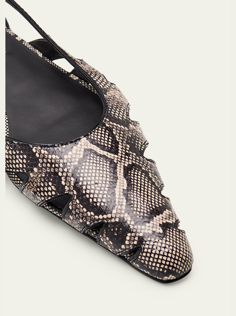 Snakeskin Leather Slingback Flats 5