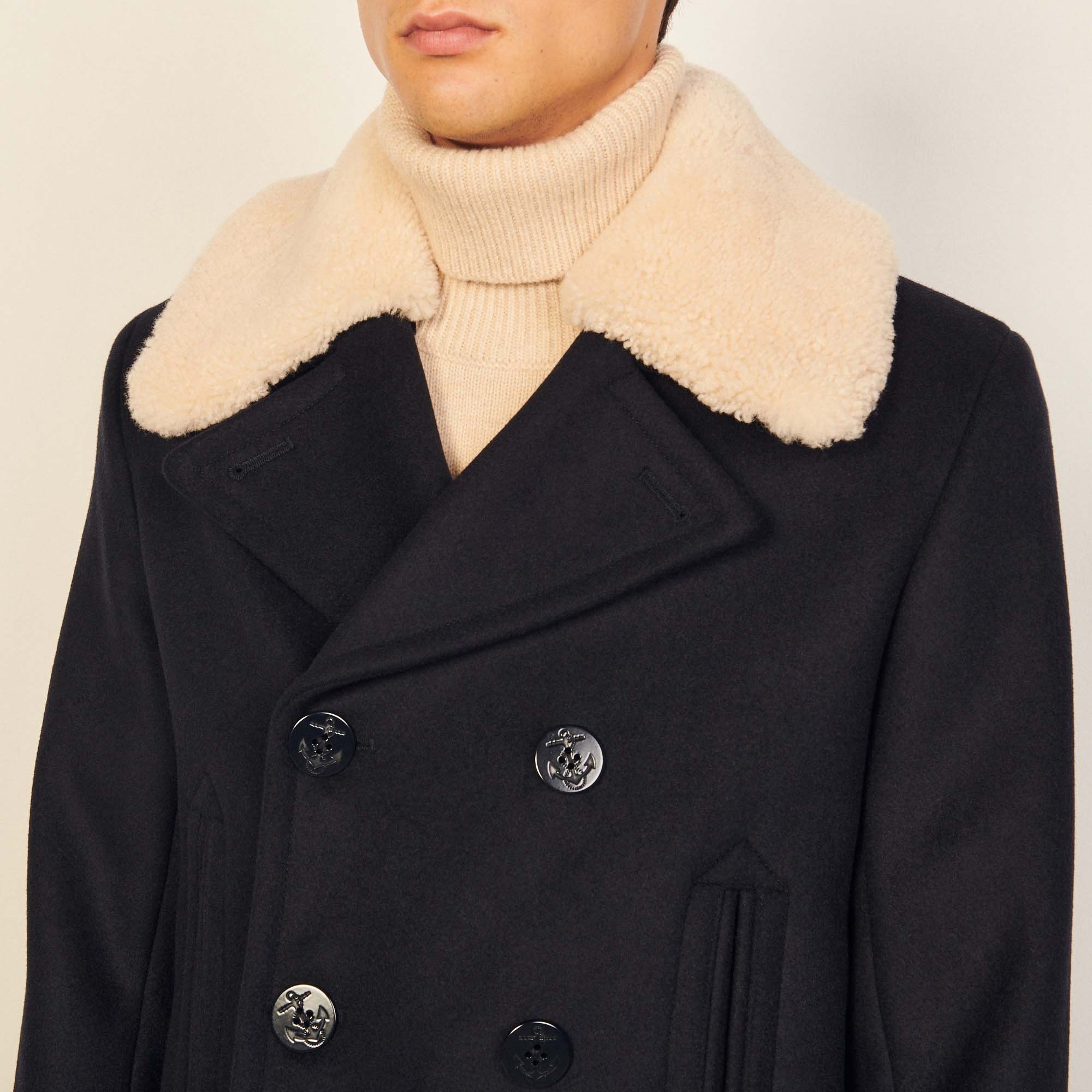 Pea coat with sheepskin collar - 5