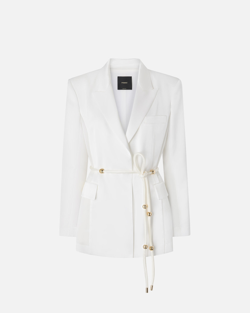 SHINY SATIN BLAZER WITH BELT AND BOULE 1