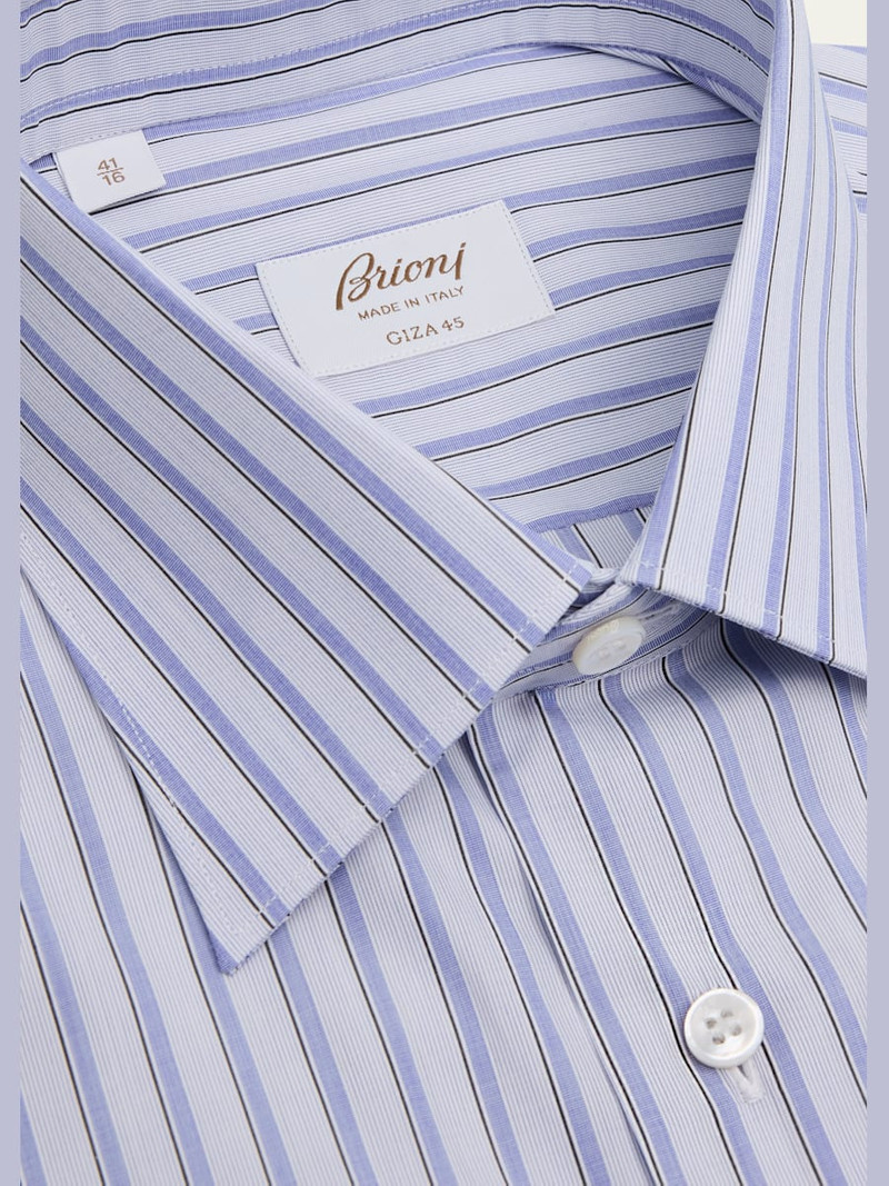 Brioni Men's Giza 45 Poplin Multi-Stripe Dress Shirt outlook