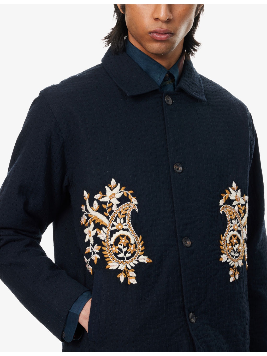 Embroidered Cropped Cotton Jacket - 5