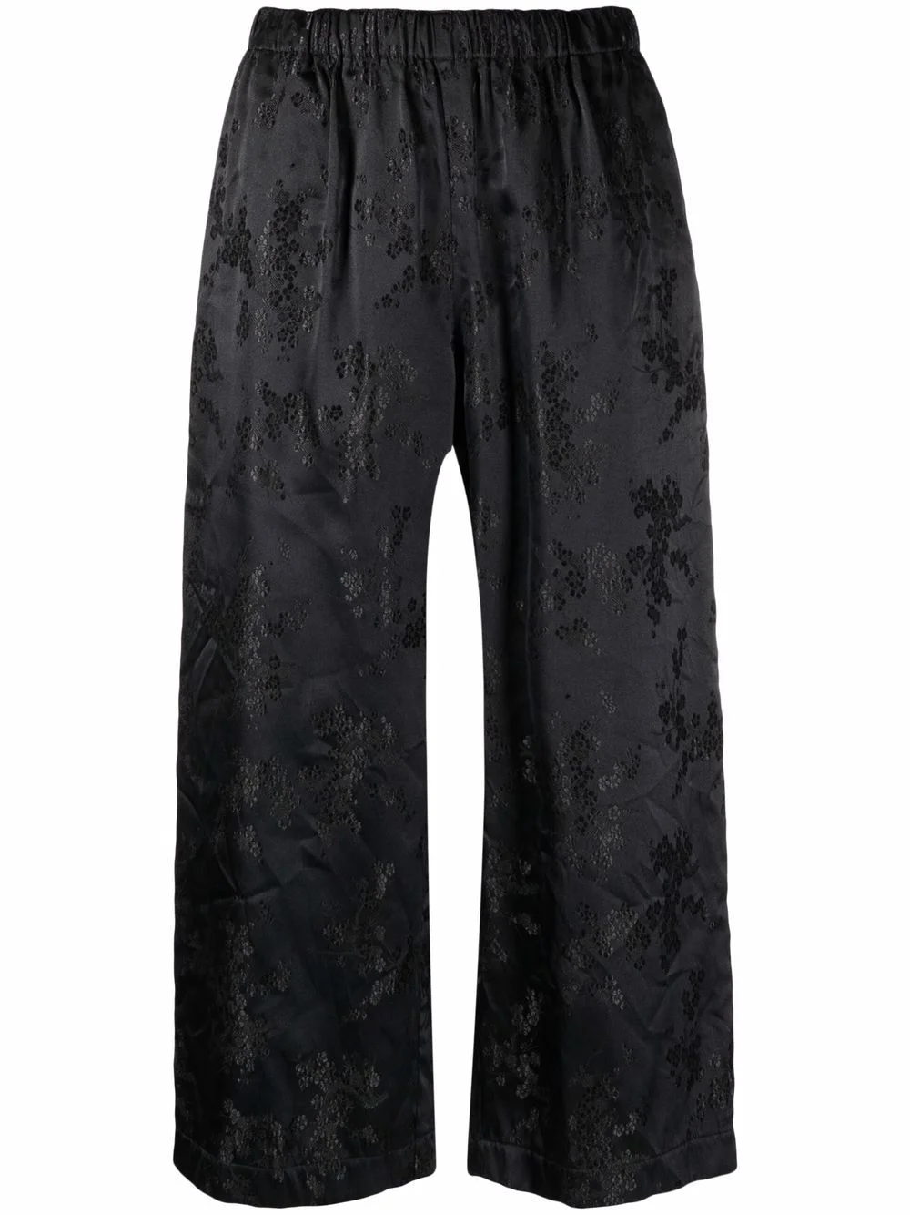 floral-jacquard cropped trousers - 1