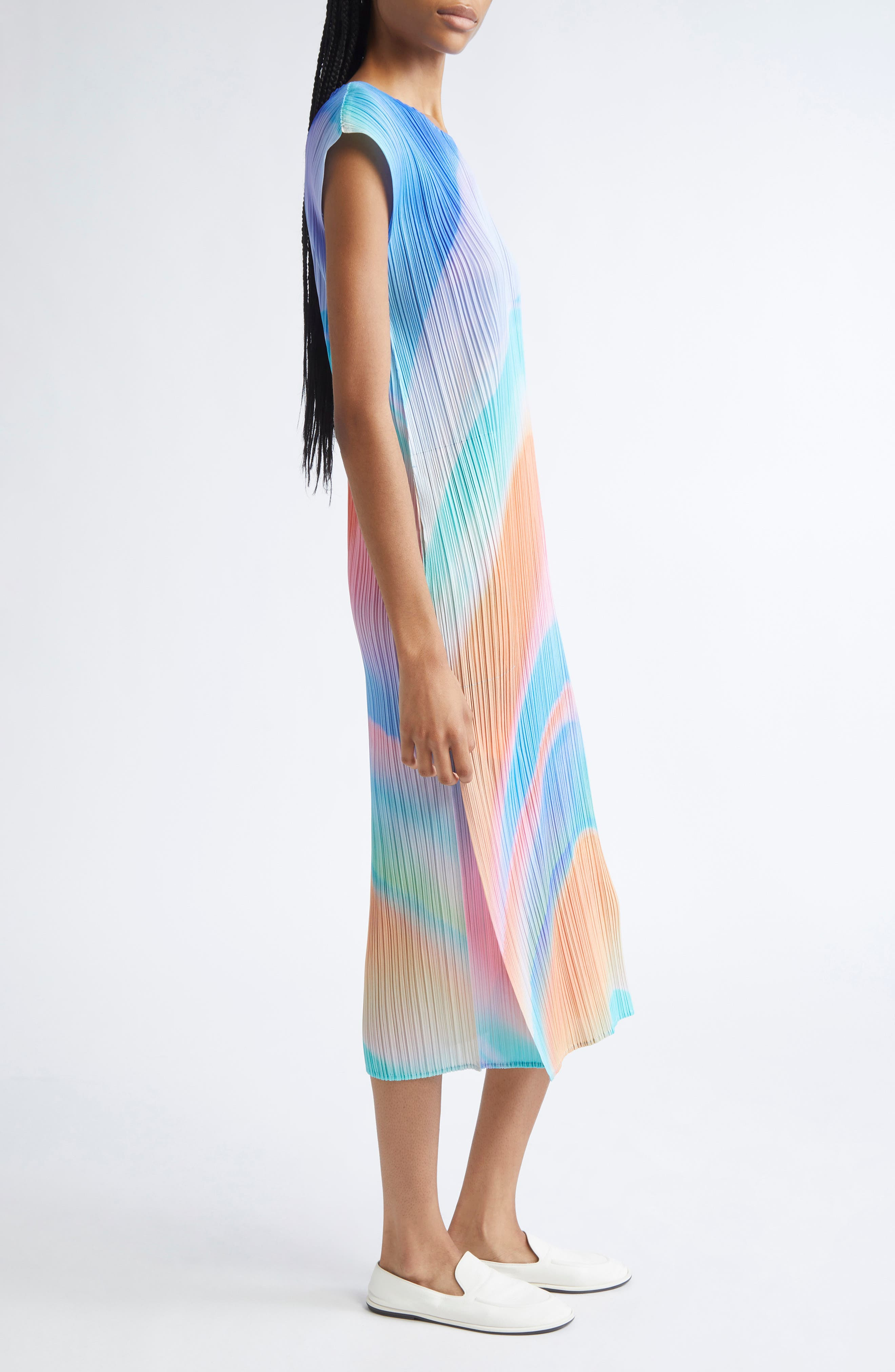 Pleats Please Issey Miyake Groove Pleated Midi Dress in Blue at Nordstrom - 3