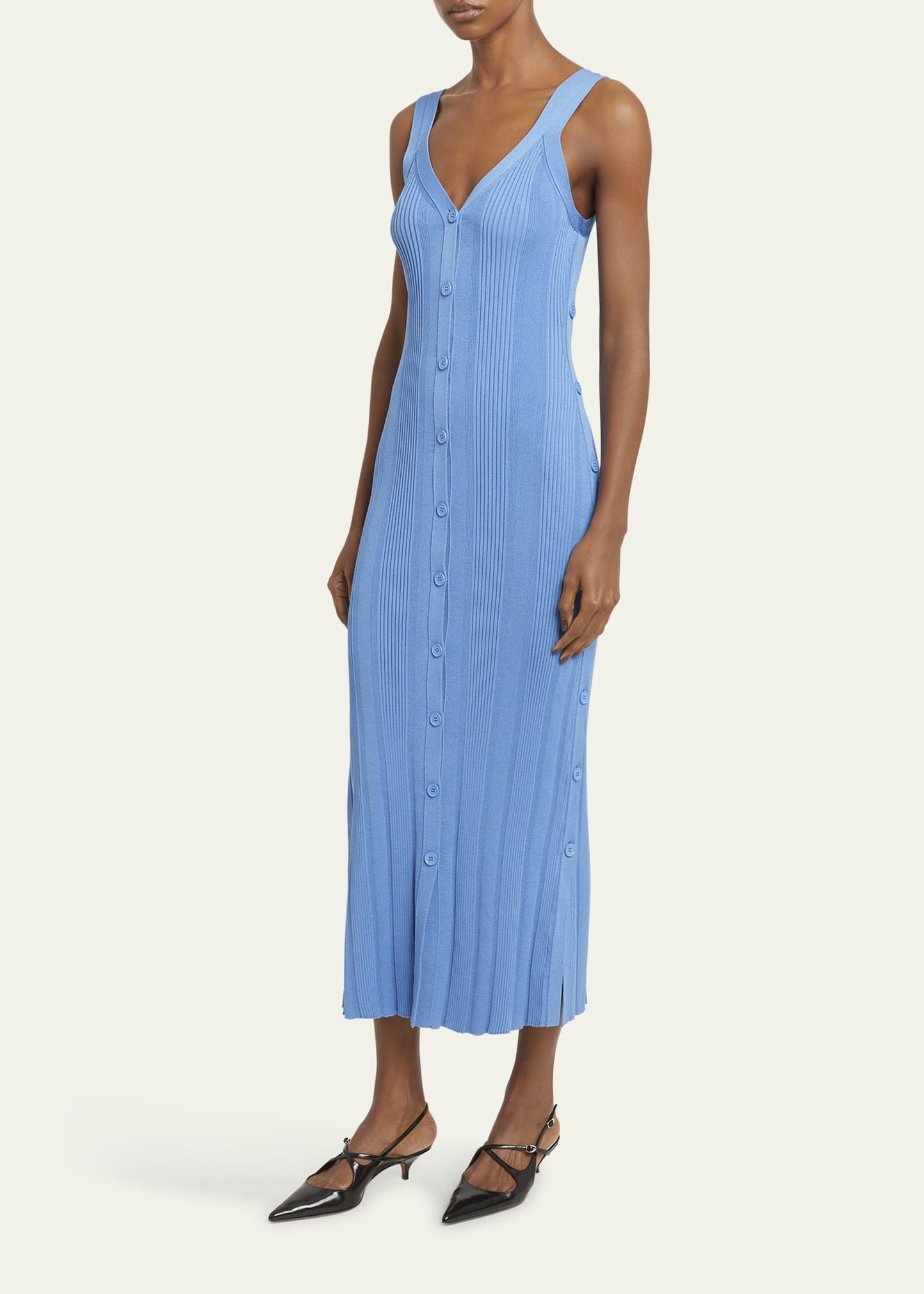 Ellis Buttoned Column Rib Dress - 4
