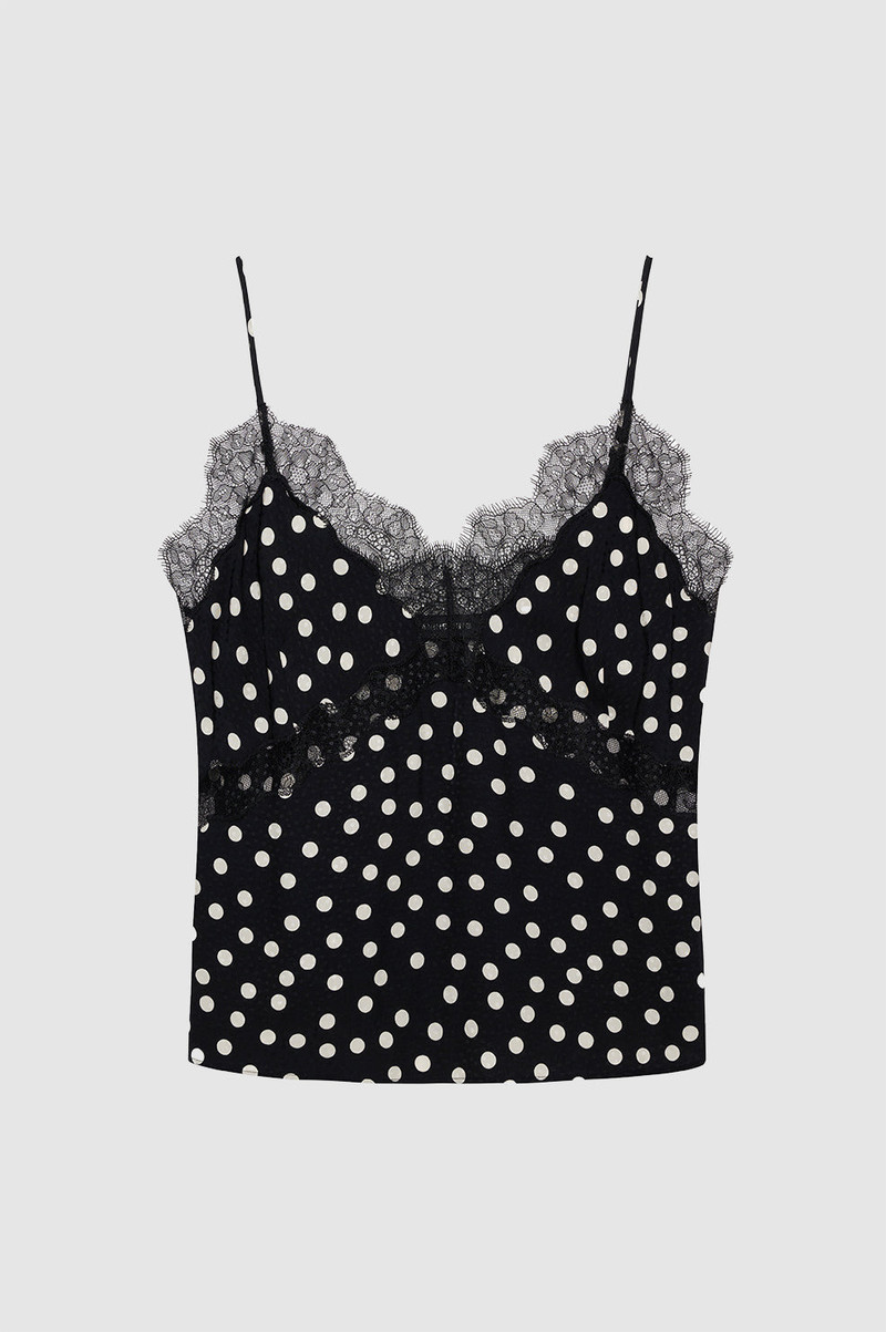 Amelie Camisole - Black And White Double Dot Jacquard 1