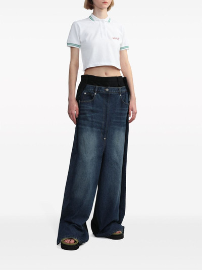 pushBUTTON denim-panelled cotton trousers outlook