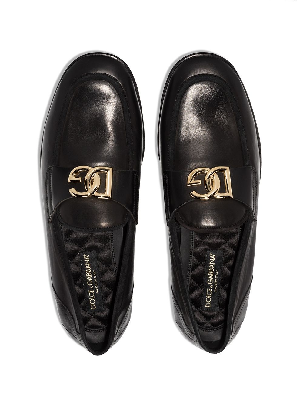 Interlocking DG-plaque leather loafers - 4