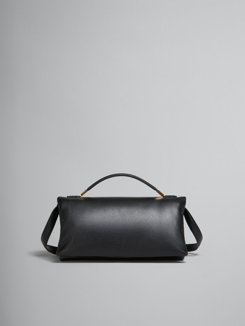 BLACK LEATHER PRISMA TOP HANDLE BAG - 1