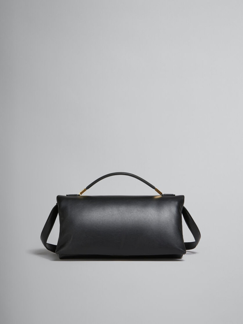 BLACK LEATHER PRISMA TOP HANDLE BAG 1