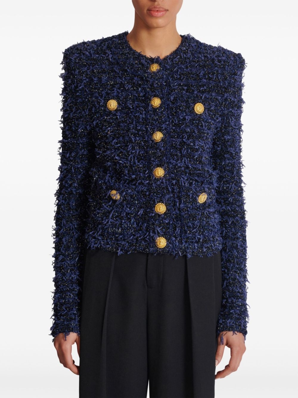 buttoned tweed jacket - 5