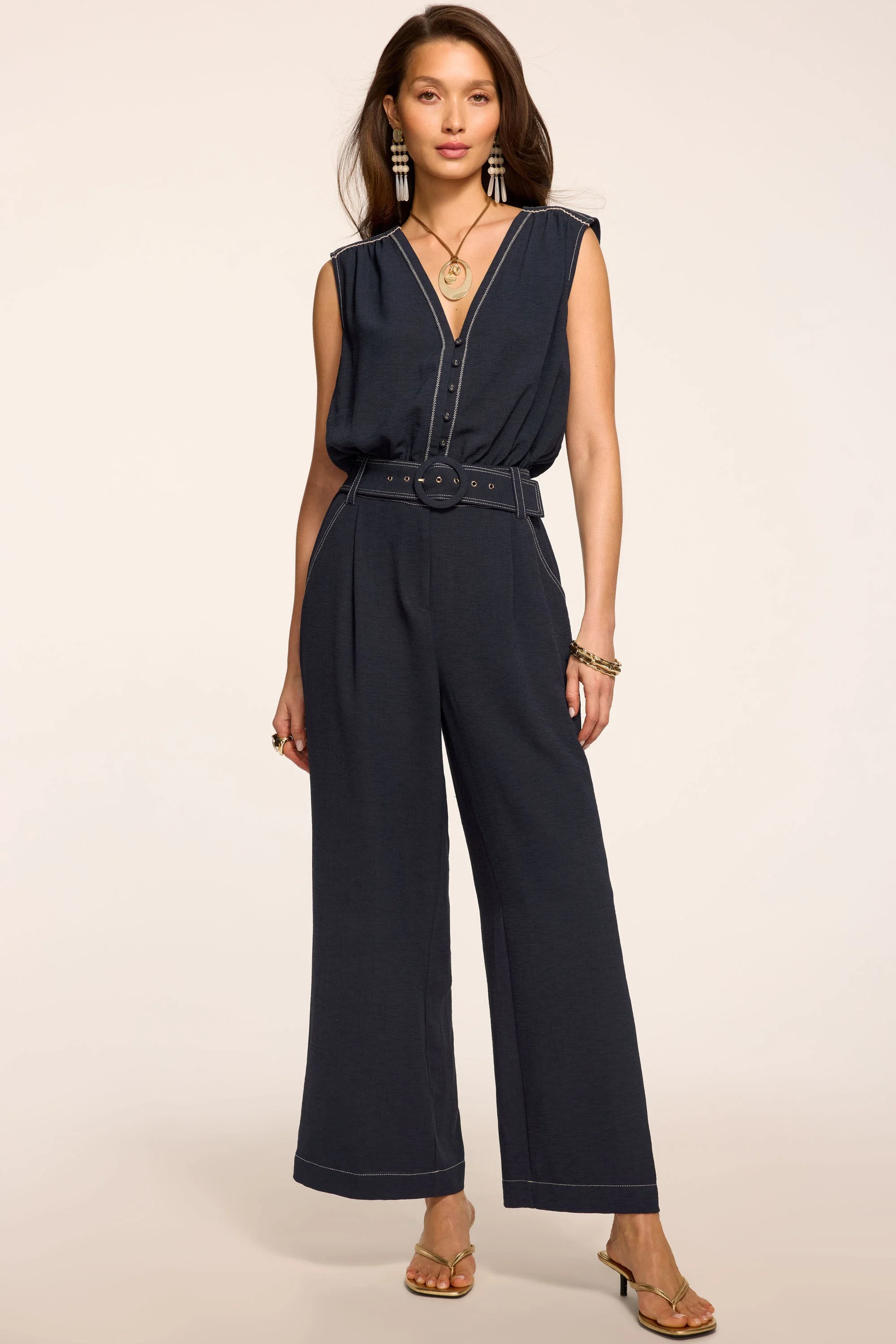 Astrid V-Neck Belted Jumpsuit - 1