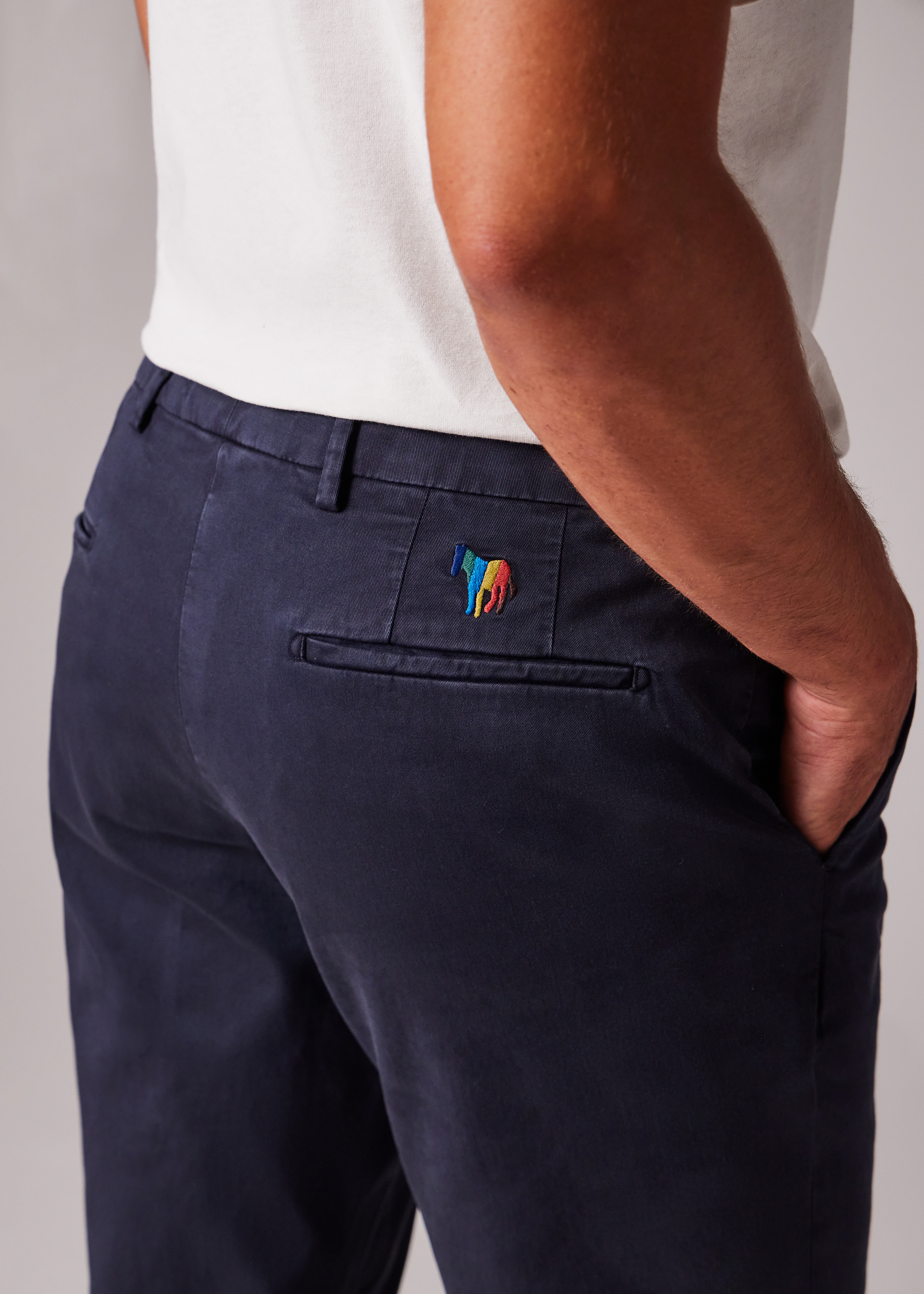 Mid-Fit Navy Garment-Dyed 'Broad Stripe Zebra' Chinos - 4