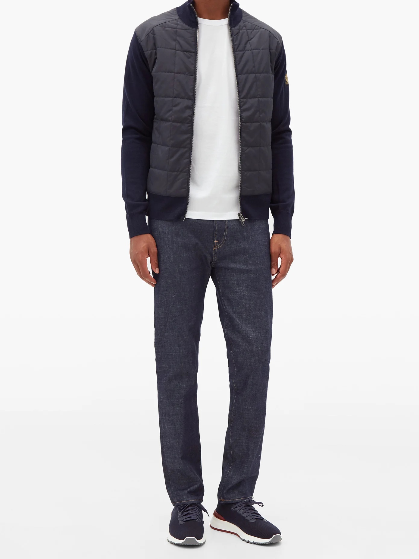 Kelby quilted-panel zip-through wool cardigan - 2