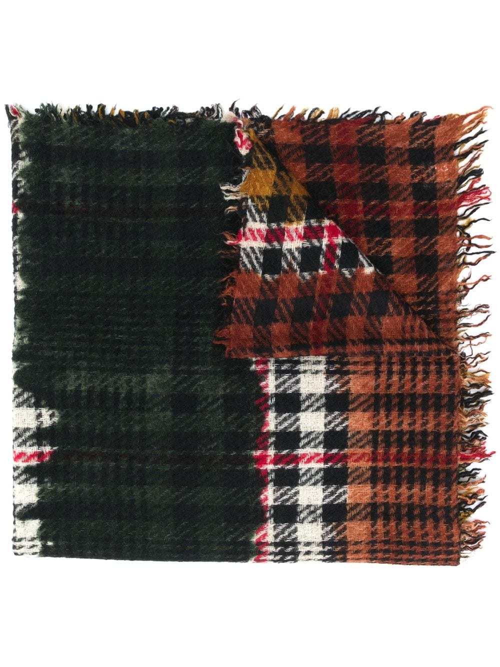 fringed check scarf - 1