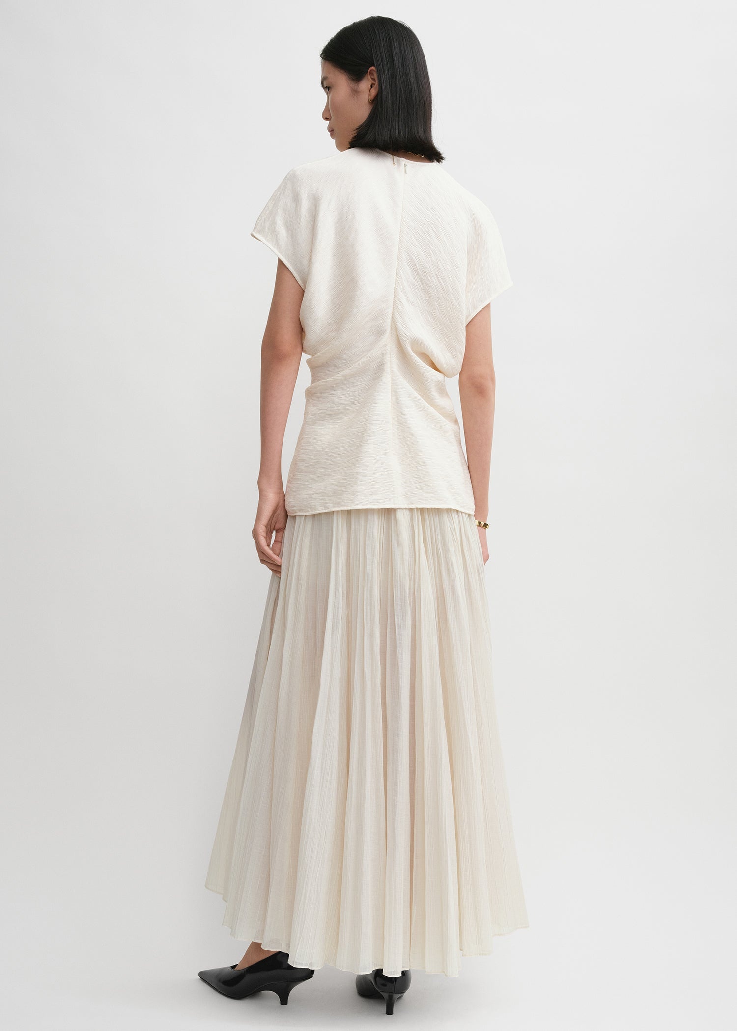 Slouch waist crinkled top cream - 4