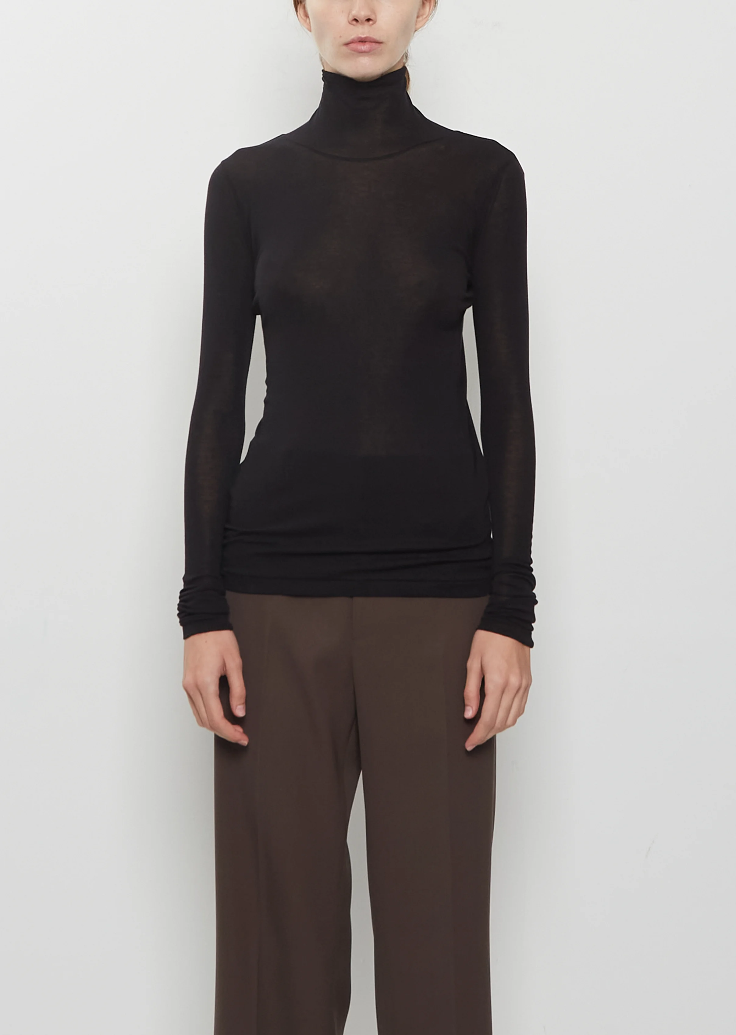 Super High Gauge Sheer Turtle Neck Tee - 1