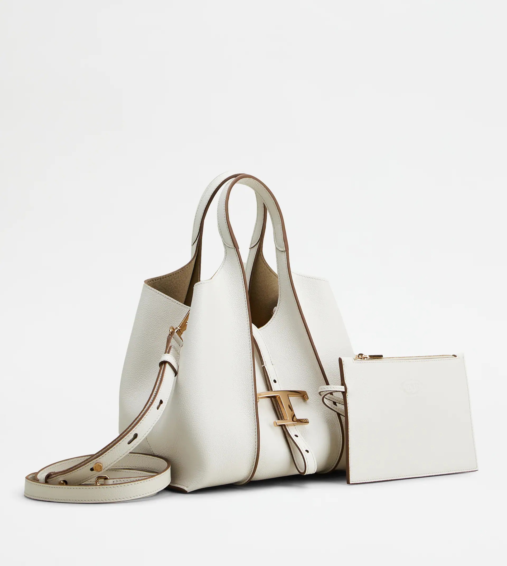 T TIMELESS SHOPPING BAG IN LEATHER MINI - WHITE - 2