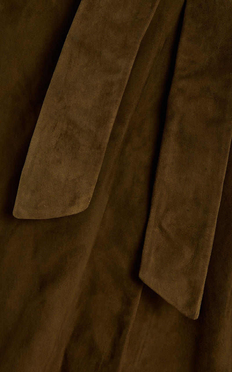 Briona Convertible Shearling-Trimmed Suede Trench Coat green 5
