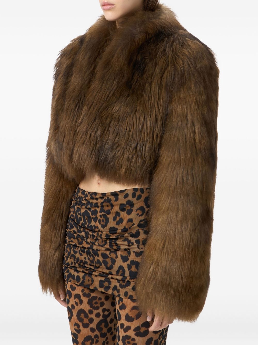 cropped fur jacket - 4