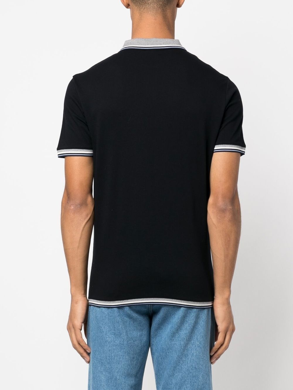 logo-embroidered tipped polo shirt - 4