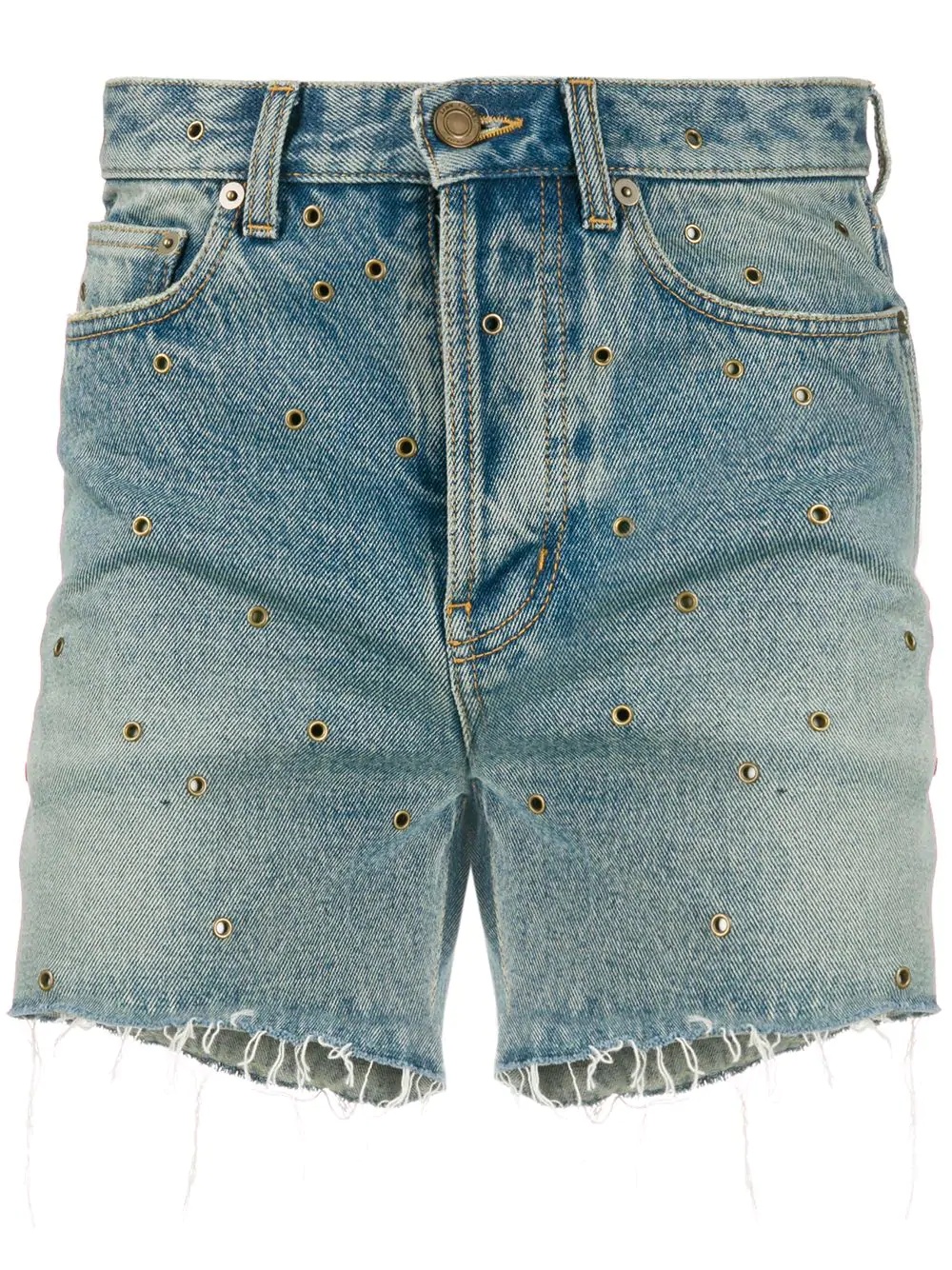 eyelet denim shorts - 1