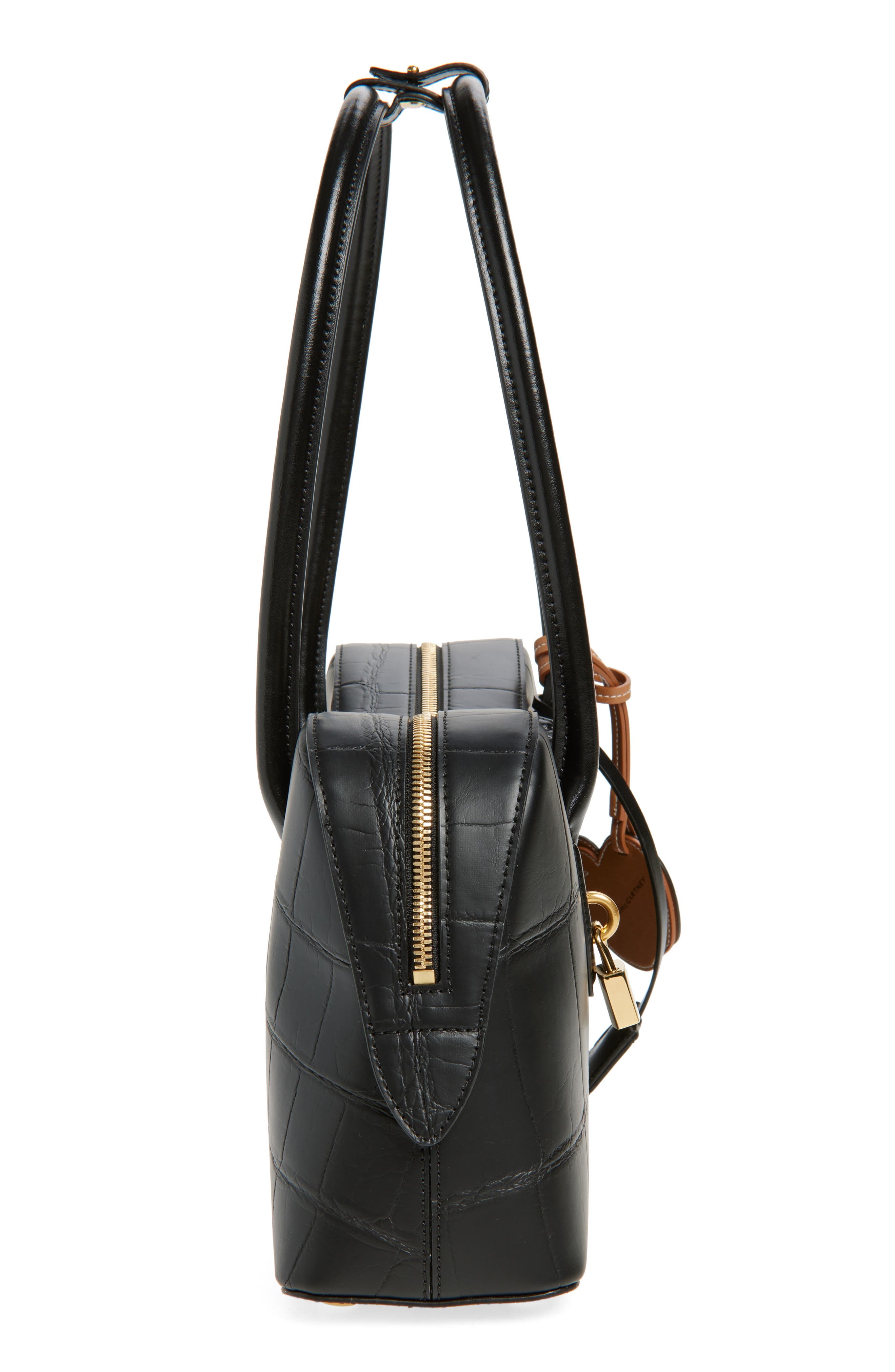 Stella McCartney Ryder Croc Embossed Faux Leather Shoulder Bag in Black at Nordstrom - 6