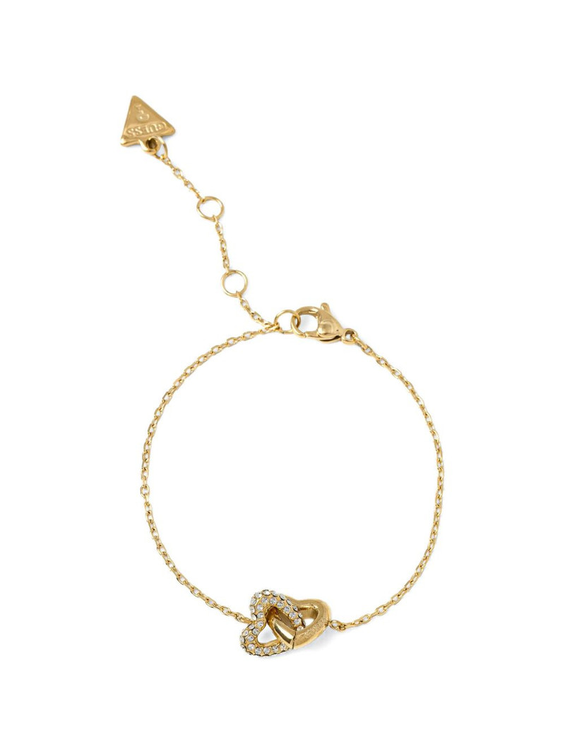 GUESS USA beloved crystal-embellished interlocking-heart earrings and bracelet outlook