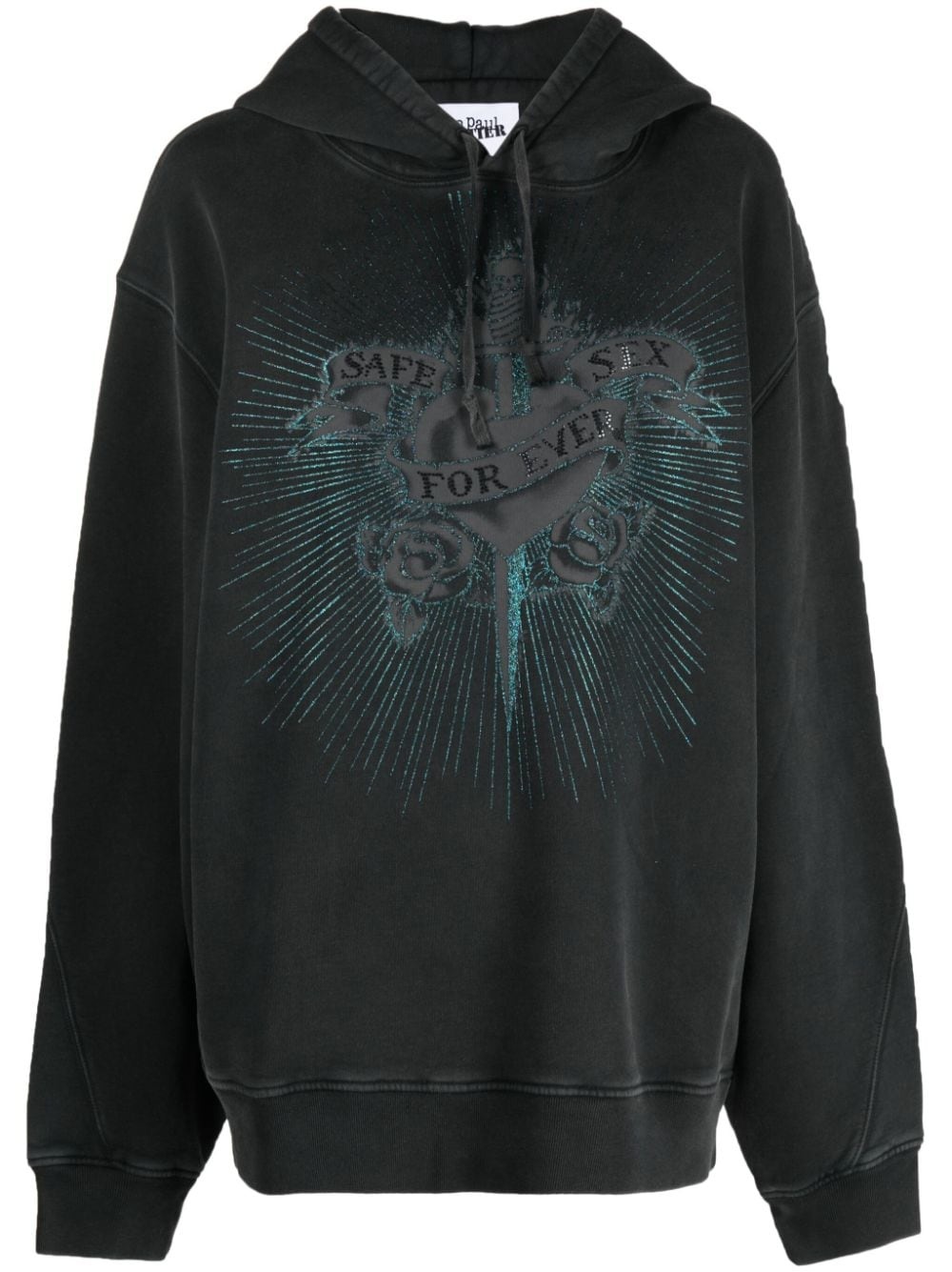 Jean Paul Gaultier crystal-embellished cotton hoodie farfetch