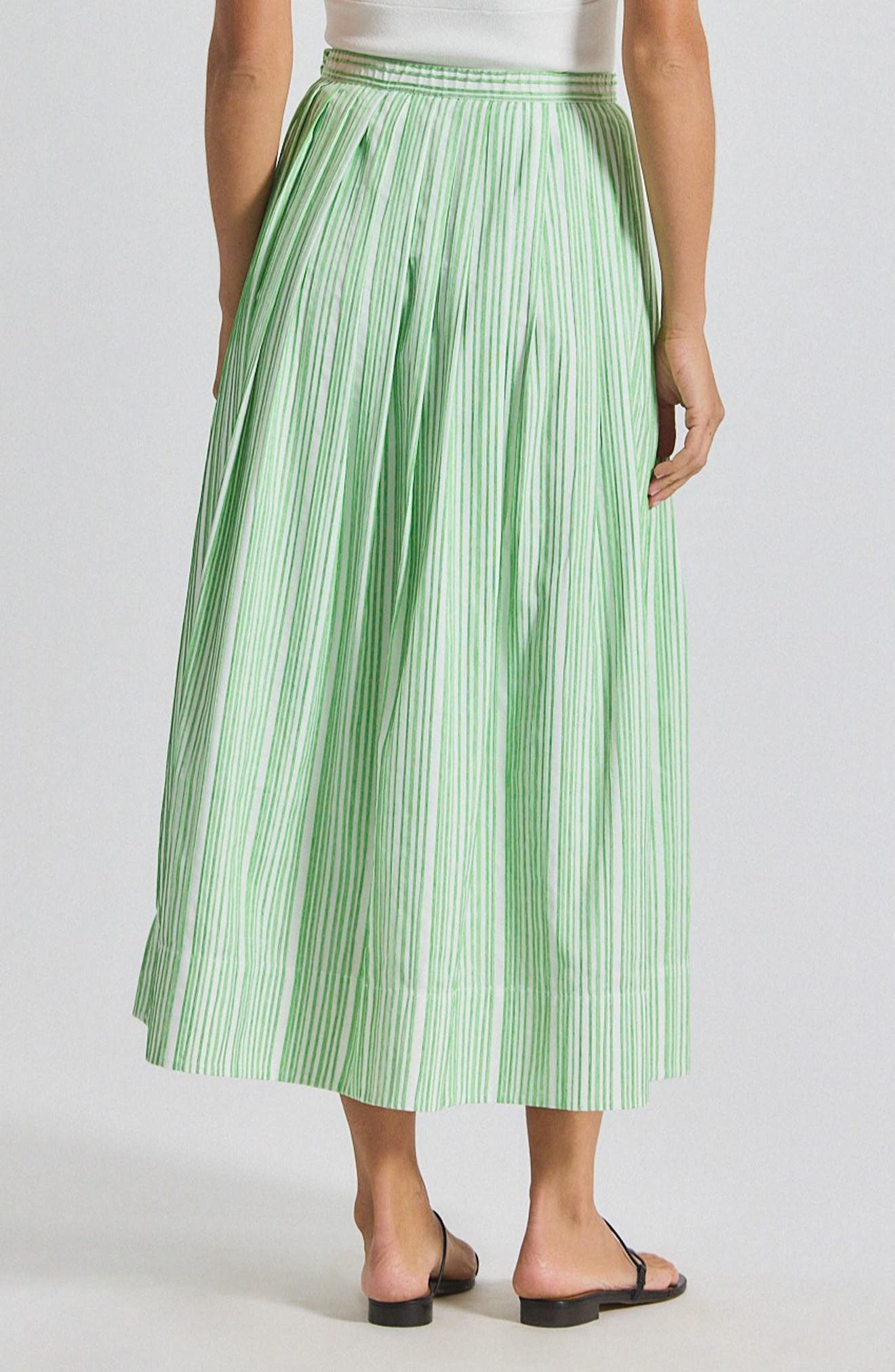 Derek Lam 10 Crosby Alexia Shirting Stripe Pintuck Pleat Shirt in Kelly Green/White at Nordstrom - 2