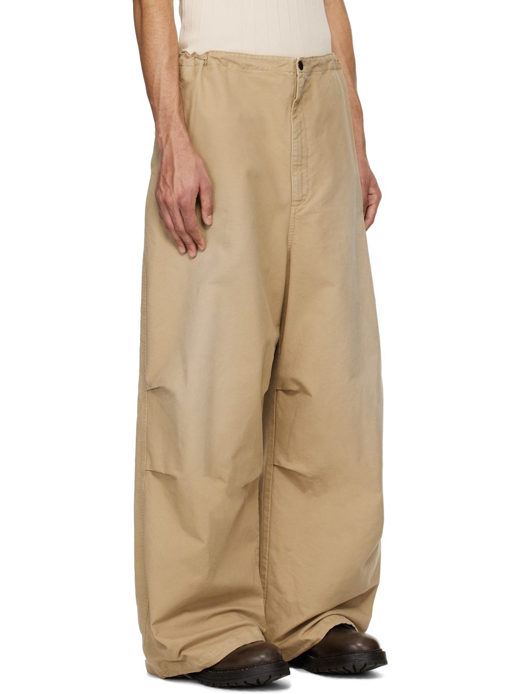 Beige Drawstring Trousers - 2
