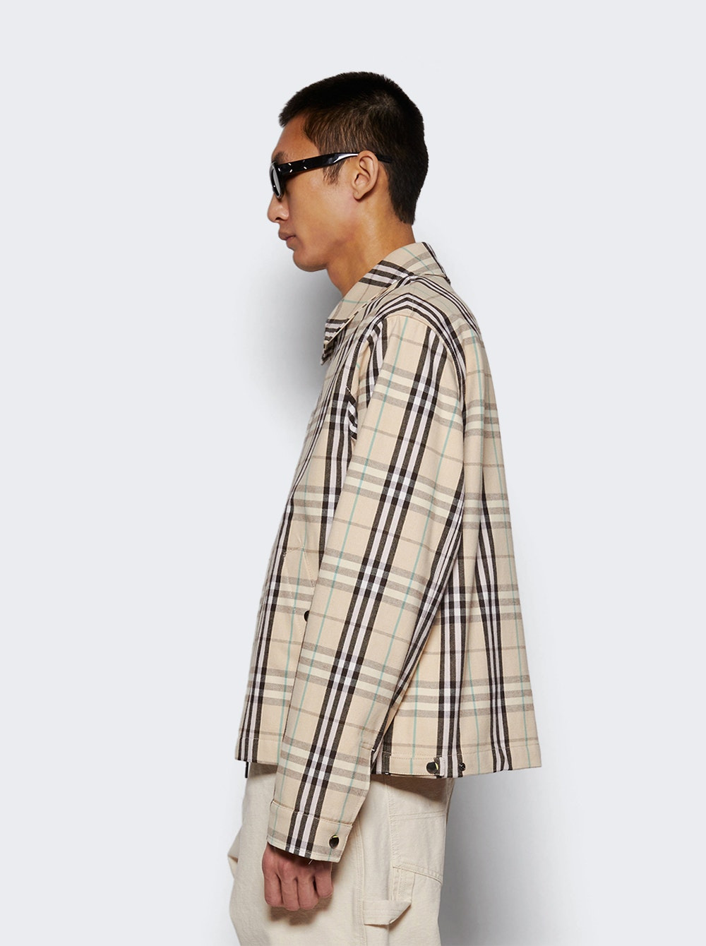 Check Cotton Harrington Jacket Husk - 4