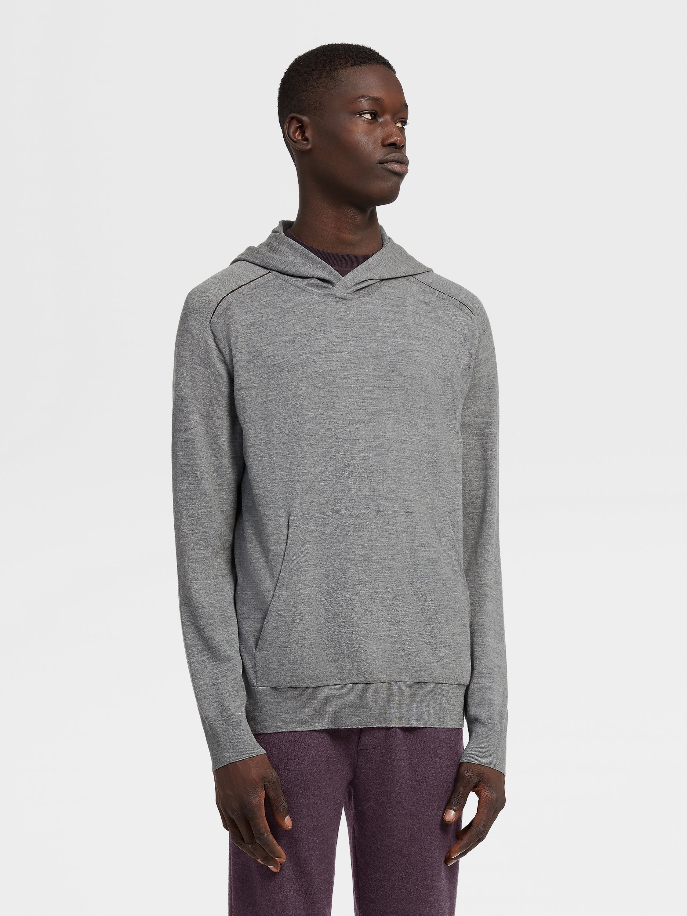 GREY MÉLANGE 12MILMIL12 WOOL HOODIE - 2